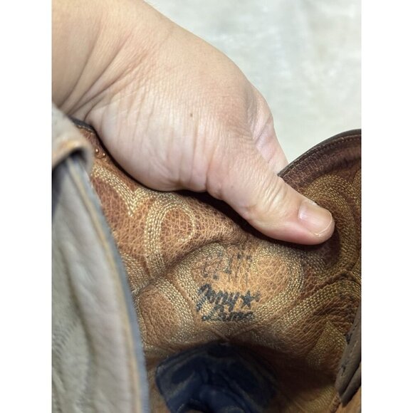 TONY LAMA Cowboy Boots Mens Gray Leather Western Pull On Rodeo 10EE READ - Picture 9 of 16